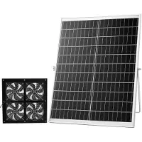Vevor solcelledrevet vifte, 25W solcellepanel med 4 vifter, justerbar solcellepanelvinkel, 2668 o/min høyhastighet, fleksibel installasjon, rask luftutskiftning for drivhus, dyrketelt, hønsehus, ly