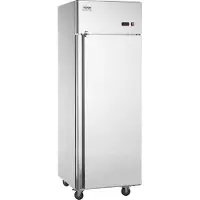 Vevor Kommersielt kjøleskap 20,12 cu.ft, Reach In stående kjøleskap med én dør, automatisk avriming, Reach In kjøleskap i rustfritt stål, 3 hyller, temperaturkontroll fra 28,4 til 46,4 °F og 4 hjul