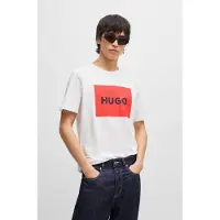 HUGO for man. 50467952 T-shirt Dulive white (M), Casual, Cotton, Short sleeve, Sustainable