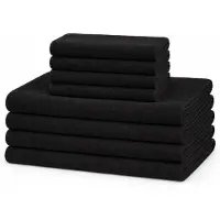 Borg Living Microfiber-håndklær - Lettvektshåndklær - 8-pak - Svart