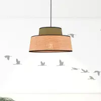 Corep Hengelampe Mallorca, khaki/naturfarge, Ø 38 cm, stoff/bast