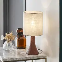 Corep Bordlampe Arto, mørkebrun/hvit, høyde 32 cm, metall/lin