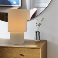 Corep Bordlampe Rhodes, elfenbensfarget/beige, 51 cm, lin/keramikk