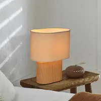 Corep Bordlampe Santorini, lyst tre/beige, 38 cm, lin/keramikk