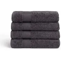 Borg Living Egyptisk bomullshåndkle - 100% egyptisk bomull - Badehåndkle 70x140cm - Orkidé - Antrasittgrå