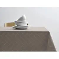 Södahl Damaskduk 140x320 - 100 % damaskvevd bomull - Tiles - Taupe