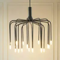 LUCANDE LED-hengelampe Ariadne, Ø57 cm, matt svart, 20 lys