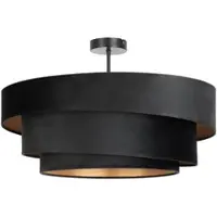 LINDBY taklampe Jusari, svart, tekstil, Ø 56 cm, E27