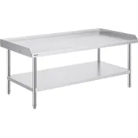 Vevor arbeidsbord i rustfritt stål, 30 x 60 x 26 tommer kommersielt arbeidsbord for matlaging, 3-sidig bakplate kraftig arbeidsbord for matlaging, arbeidsbord i metall for restaurant, hjem, hotell