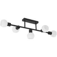LINDBY taklampe Biscala, 5 flg. svart/opal