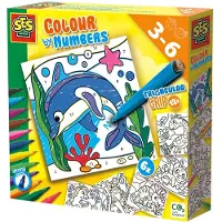 SES Creative - Maling etter nummer - Tusjer m. Trekantet håndtak - - OneSize - Kreativt leker