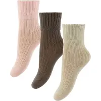 Name it Sokker - 3-pack - NbfNobba - Mandelmelk/Brown Linser/C - - 74/80 - Sokker
