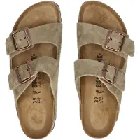 Birkenstock for woman. 51463 Taupe Arizona Leve Leather Sandals (Narrow Fit) (42), Flat, Suede, None, Casual
