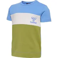 Hummel T-skjorte - HmlGlad - Block - Sølv Lake Blue/Green Olive - - 1 år (80) - T-skjorte
