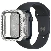 Mtp Products Rhinestone Dekorative Apple Watch Series 9/8/7 Deksel med Skjermbeskytter - 45mm - Sølv