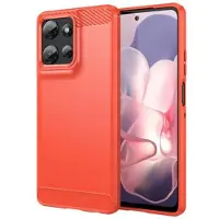Mtp Products Motorola Moto G Power (2025) Børstet TPU Deksel - Karbonfiber - Rød
