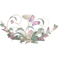 Luminex Taklampe BUTTERFLY, krem/grønn/rosa, stål, 3 lyskilder