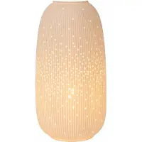 Lucide Flores bordlampe, Ø 17,5 cm, porselen, hvit, E14