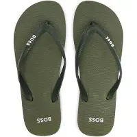 BOSS for man. 50498208 Italy Flip-Flops with Green Logo (45/46), Flat, None, Beachwear