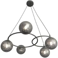 Emibig Libra stuelampe, røykgrå/svart, Ø 70 cm, 5 lyskilder.