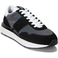 Ralph Lauren Ftw for man. 809913346002 Train 89 Panel Black Leather Sneakers (47), Flat, Laces, Casual