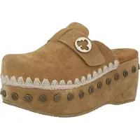 Mou for woman. MU.SW611001A Brown leather clogs (38), 5 to 8 cm, Suede, None, Casual