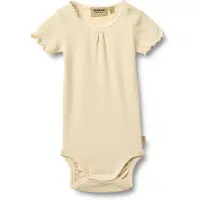 Wheat Body k/e - Rib - Edna - Knapt Apricot - - 1 år (80) - Kortermet body
