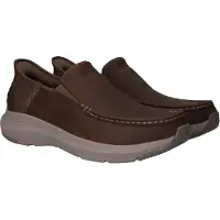 SKECHERS for man. 204866 Brown Relaxed Fit: Parson - Oswin Slip-Ins leather sneakers (45), Flat, None, Casual
