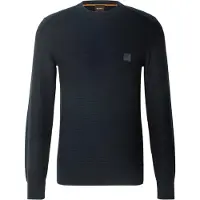 BOSS for man. 50527584 Textured knit sweater in navy blue (S), Casual, Cotton