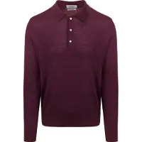 KING Essentials Den Robert langermet poloskjorte i merinoull, bordeaux Bordeaux Rød Størrelse