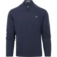 Gant for man. 87213 Very fine sheep's wool jumper with navy half-zipper (3XL), Casual, Cotton