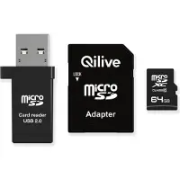 QILIVE microSDHC Class 10 V10 64 GB + minnekortleser