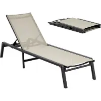 Vevor utendørs sjeselongstol, 181 kg vektkapasitet, sammenleggbar solstol, 5 justerbare posisjoner, enkel montering, kraftige lenestoler i aluminium for basseng, for strandhage og terrasse