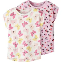 Name It Mini T-skjorte - 2-pack - NmfVigga - Bright White/Pirouette - - 2 år (92) - T-skjorte