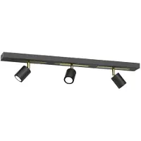Luminex Downlight Rodez, svart/gull, lengde 80 cm, 3 lyskilder, IP50, 100 W, 1200 lm,