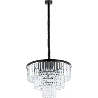 Euluna Hengelampe Cristal, gjennomsiktig/svart, Ø 56 cm