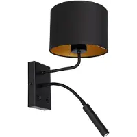 Luminex Vegglampe Soho sylindrisk leselampe svart/gull