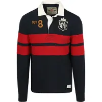 Superdry Rugby-polo med vintage-striper, marineblå/rød Rød Mørkeblå Størrelse