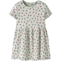 Name it Kjole - Rib - NmfVemma - Pale Aqua/Jordbær - - 2 år (92) - Kjole