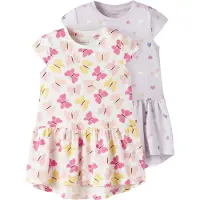 Name it Kjole - 2-pack - NmfVigga - Lavender Tåke/Bright White - - 6 år (116) - Kjole