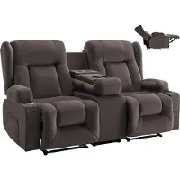 Vevor Loveseat lenestol, elektrisk lenestol med oppvarming og massasje, elektrisk lenestol i semsket skinn med midtkonsoll, USB-porter, koppholdere og sidevesker, dobbel loveseat-stol til stue