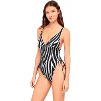 Gisela Deep V-neck Zebra Animal Print Badetøy