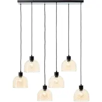 Brilliant Casto hengelampe, lengde 95 cm, ravfarget, 6-lys, glass