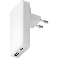 Dbramante1928 re-charge Pro - Strømadapter - slank - 65 watt - 2 utgangskontakter (USB-C, USB) - hvit