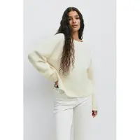 Gina Tricot  - Crew neck knitted sweater - Strikkede gensere - Hvit - S - Dame