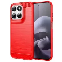 Mtp Products Motorola Moto G77/G67 børstet TPU-deksel - karbonfiber - rød