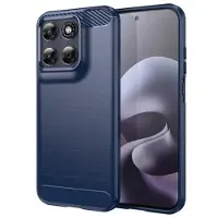 Mtp Products Motorola Moto G77/G67 Børstet TPU-deksel - karbonfiber - blå