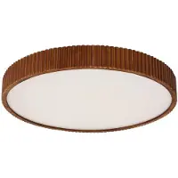 LINDBY LED-taklampe Velua, hvit/mørkt tre, CCT, Ø 50 cm