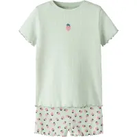 Name it Shorts Sett - Rib - NmfVivemma - Pale Aqua - - 3 år (98) - Shorts