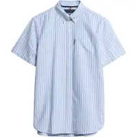 Superdry for man. M4010944A Blue short sleeve oxford shirt (XL), Casual, Cotton